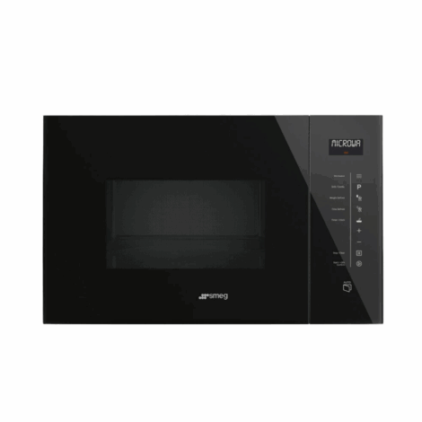smeg 60x38cm compact microwave oven linea midnight black collection