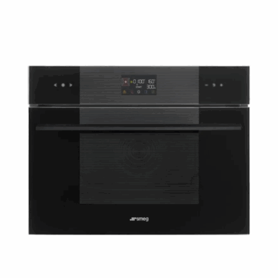 smeg 60x45cm compact microwave oven black glass