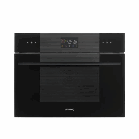 smeg 60x45cm compact microwave oven black glass